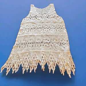 Asha Women's Crochet Boho Swim Cover Up Fits Size S/M